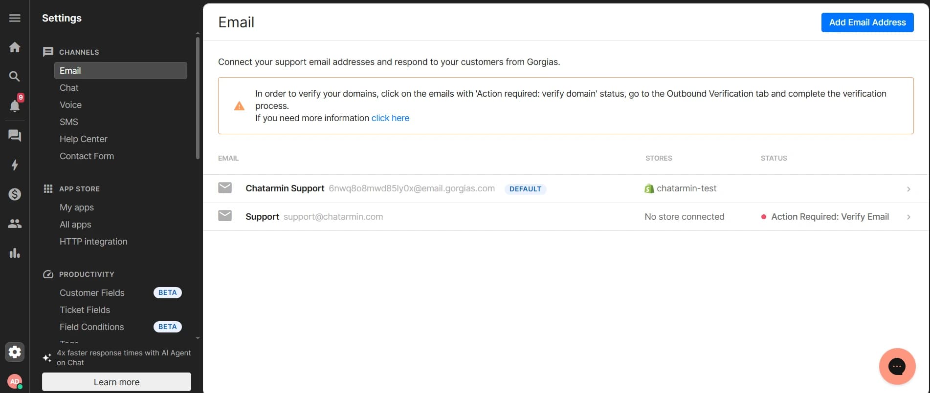 gorgias support emails